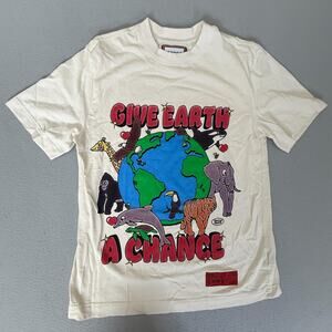 CHNGE Give Earth A Chance Graphic T Shirt White Organic Cotton Size L